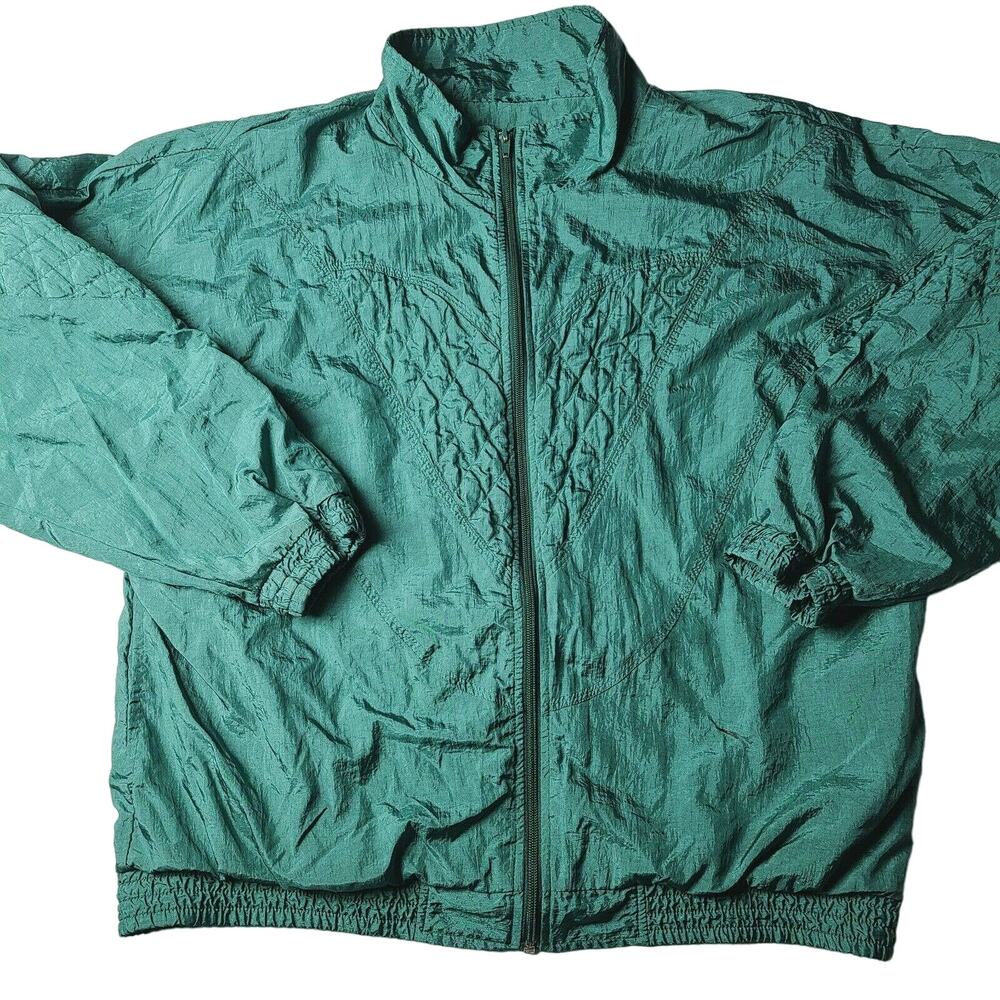 Vintage Bocoo Windbreaker Full Zip Track Jacket Womens Size XL Lined Retro Green
